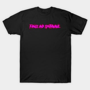 Fangs and Synthwave Long Pink Logo T-Shirt